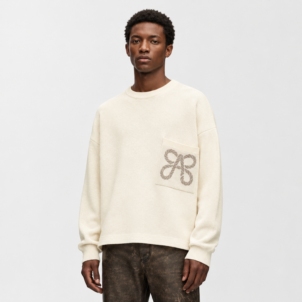 Sweater in Cotton Blend Off White